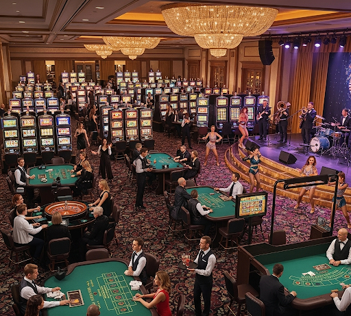 Casino floor entertainment in action